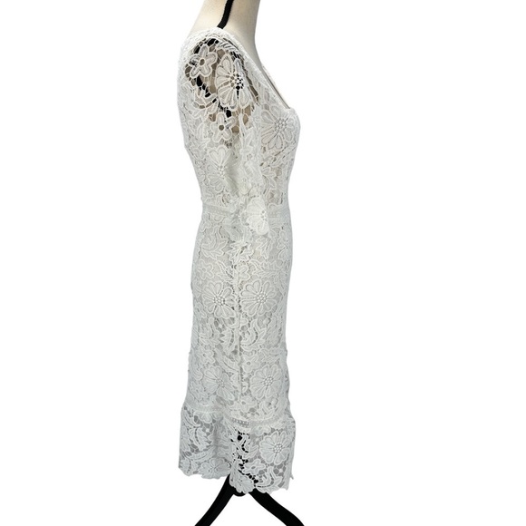 BB Dakota Square Neck Short Sleeve Lace Midi Dress - White - size 0 - Picture 2 of 8